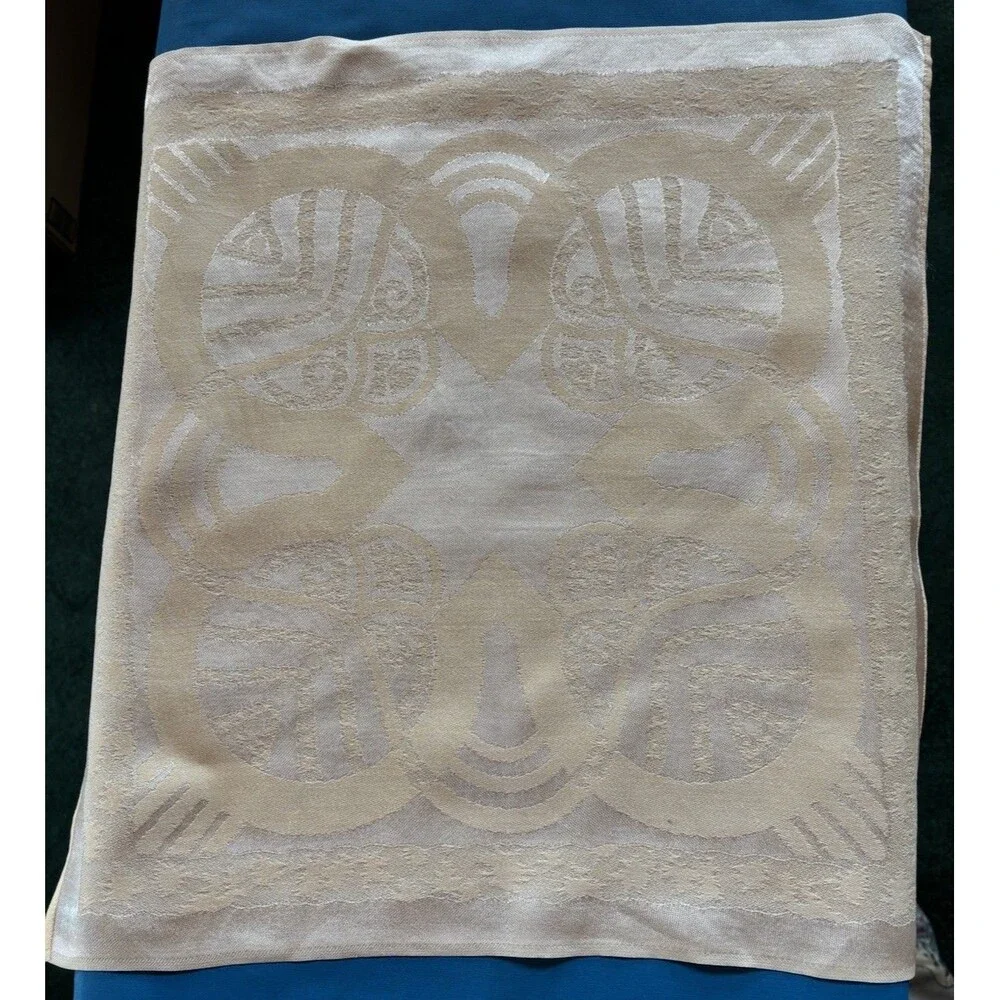 Vintage Set of 8 Peach Damask Linen Dinner Napkins Country 17